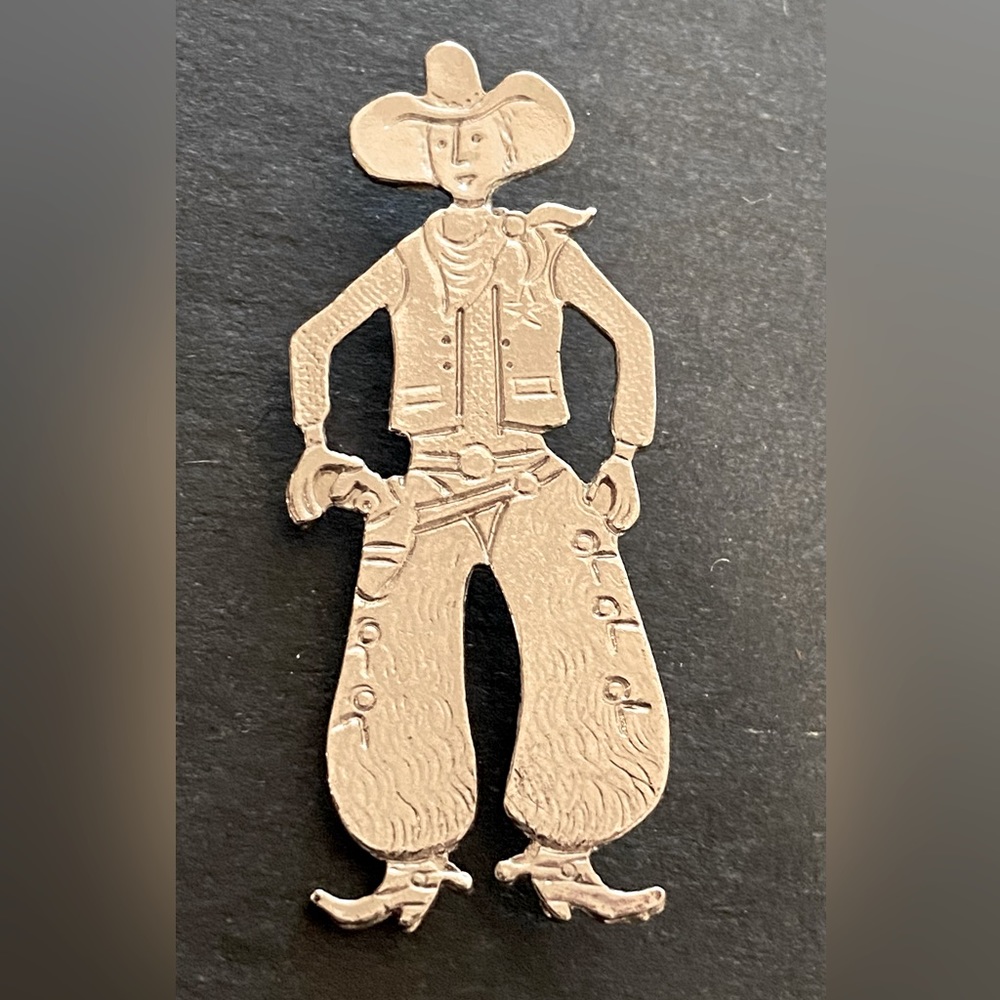 Vintage Silver Cowboy Pin/Brooch - Excellent Condition; Gift Box.